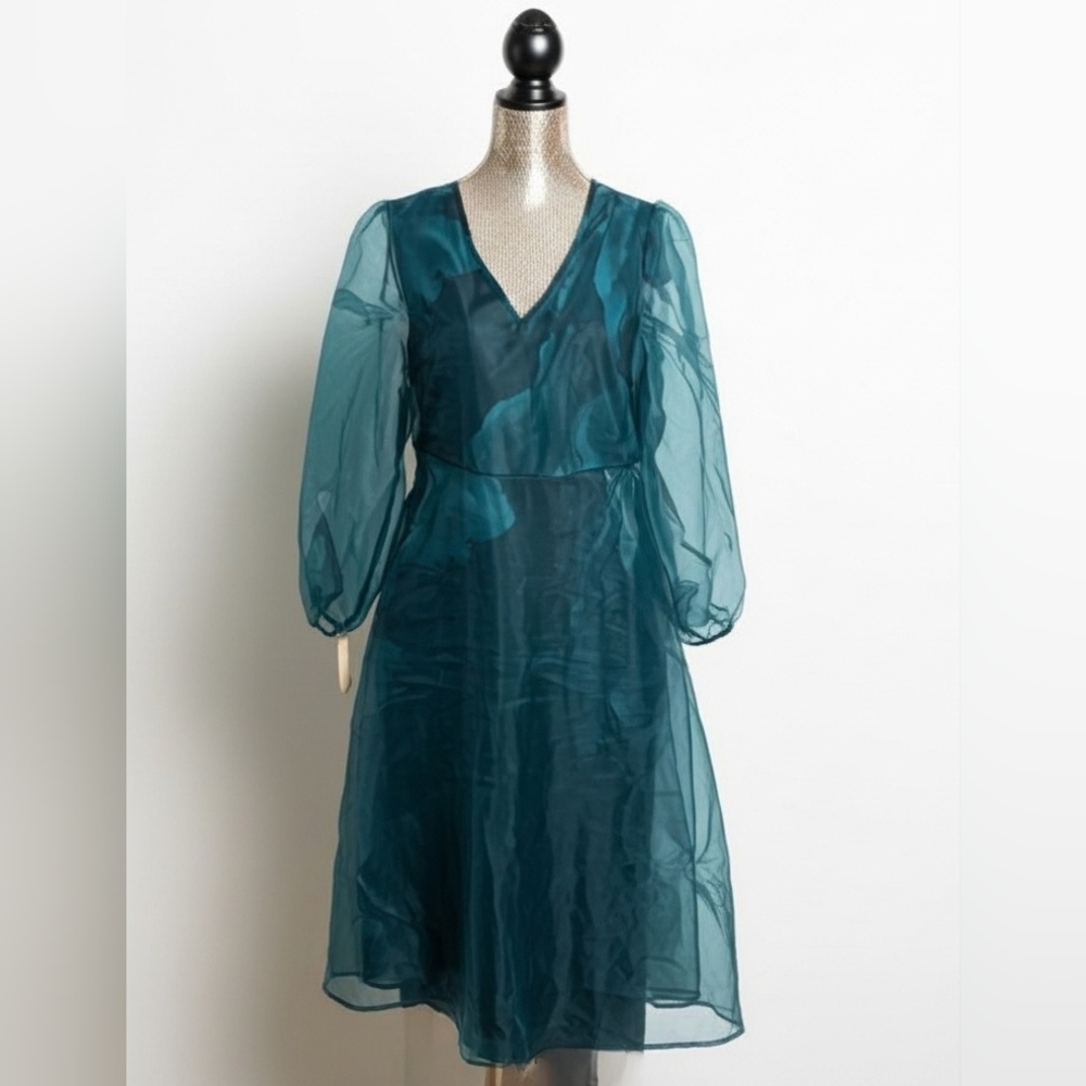 BloomChic Teal Floral Midi Dress